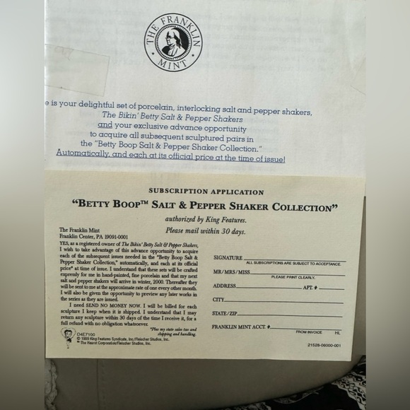 Franklin mint Betty Boop salt and pepper shaker - Picture 2 of 3